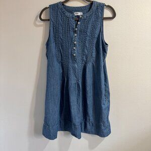 Sonoma Shirt Dress PL Petite Large Chambray Denim Pleated 100% Cotton Blue